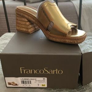 Franco Sarto gold sandal.   Brand new in box.   Never worn.